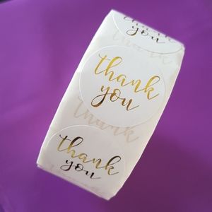 500 pcs White Gold Foil Thank You Stickers 1"